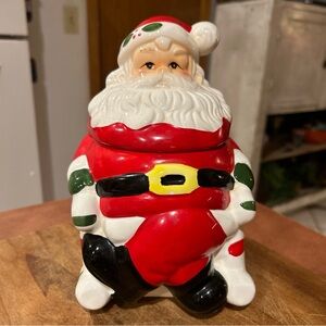 Vintage Christmas Santa Claus in Chair Cookie Jar